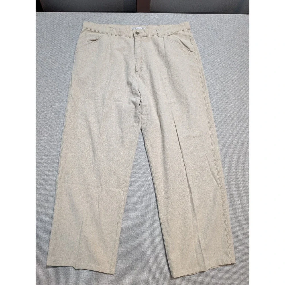 GEOFFREY BEENE Mens Pants Beige 38x30 Linen Blend Breathable Lightweight Relaxed